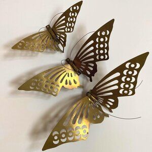 Vintage Brass Butterfly Wall Decor Plaques Set Mid-Century Modern Boho Wall Art